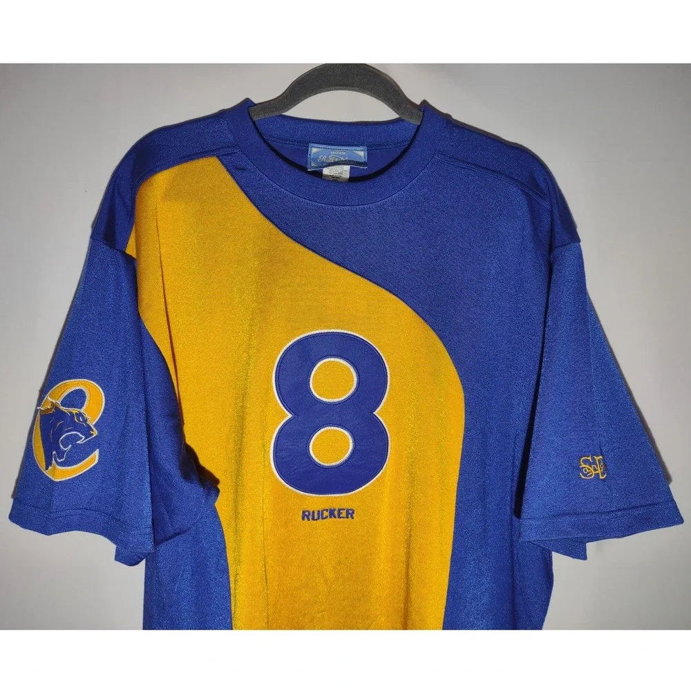 Stall & Dean Rucker Vintage Cougars Jersey Mens 2XL Royal Blue Yellow 8 R14-SSCG